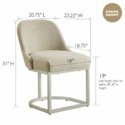 Barrelback Dining Chair With Oatmeal Linen Seat And Pewter Metal Base, Set Of 2 -US Home Sales Store dining chair barrel back oatmeal 2 set 7