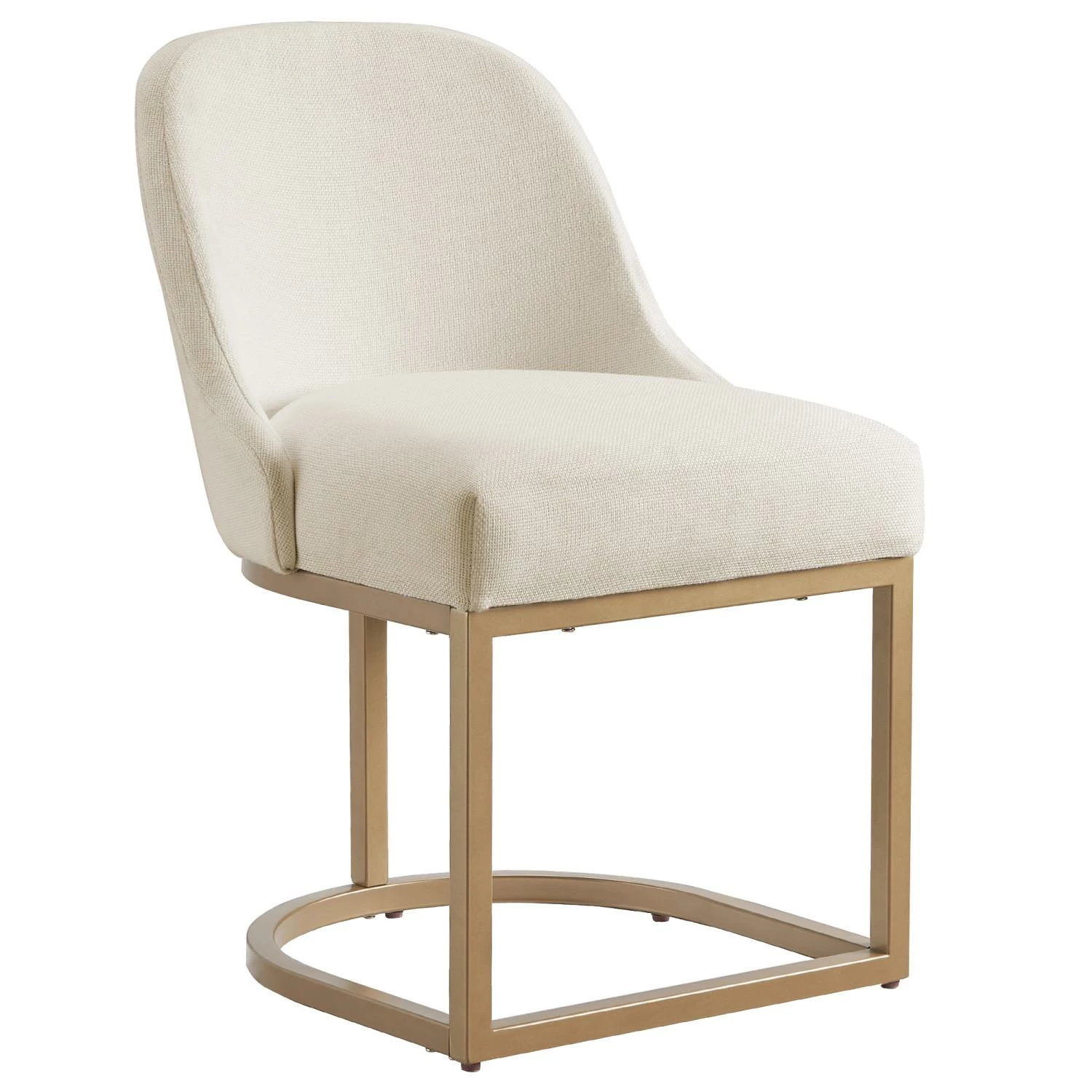 Barrelback Dining Chair With White Linen Seat And Gold Metal Base, Set Of 2 3 Barrelback Dining Chair With White Linen Seat And Gold Metal Base, Set Of 2 - Image 3