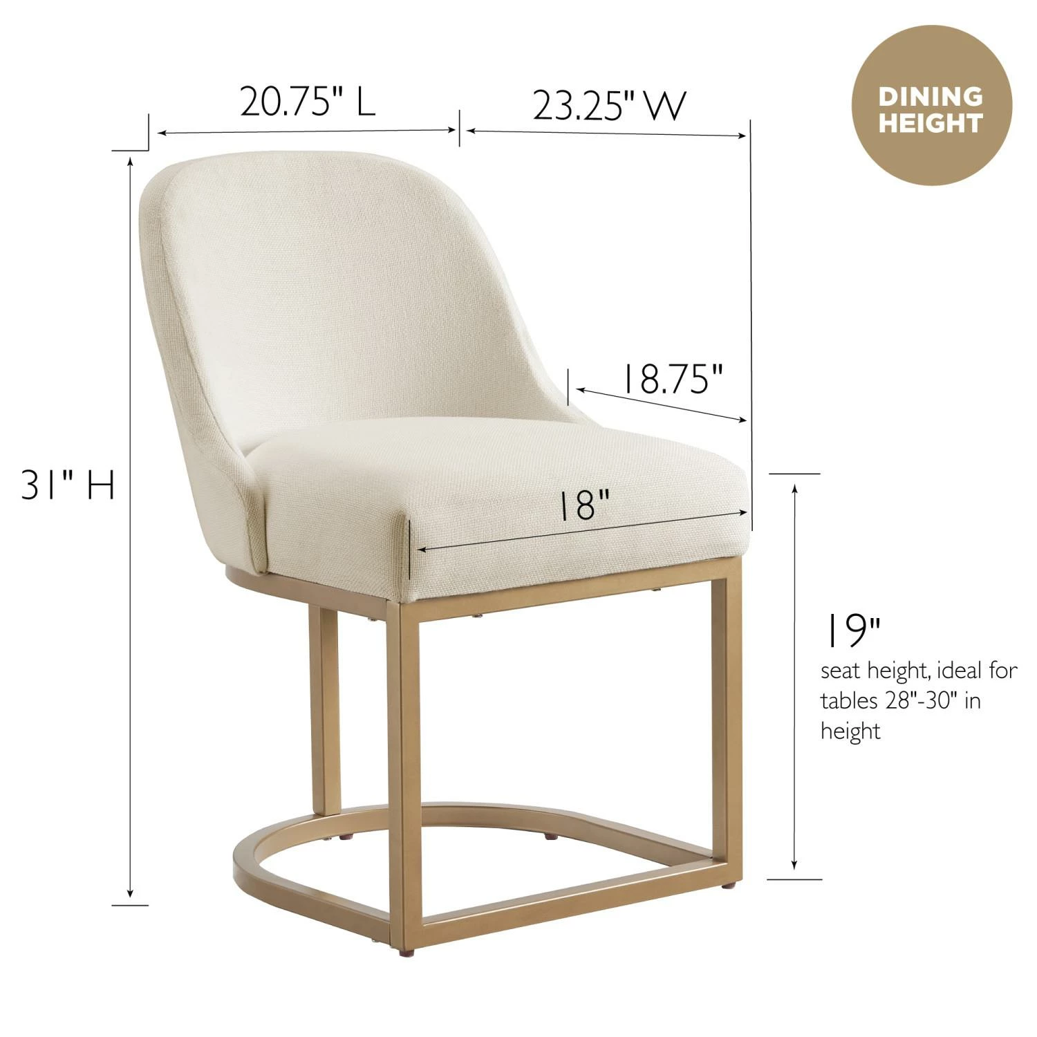 Barrelback Dining Chair With White Linen Seat And Gold Metal Base, Set Of 2 11 Barrelback Dining Chair With White Linen Seat And Gold Metal Base, Set Of 2 - Image 11