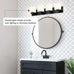 Dove Creek Vanity Light In Matte Black, 4-Light -US Home Sales Store dove creek 4 light bath matte black 3