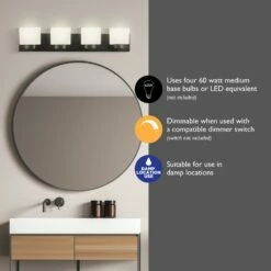 Dove Creek Vanity Light In Matte Black, 4-Light -US Home Sales Store dove creek 4 light bath matte black 4