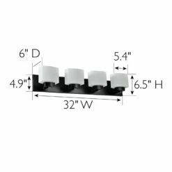 Dove Creek Vanity Light In Matte Black, 4-Light -US Home Sales Store dove creek 4 light bath matte black 7