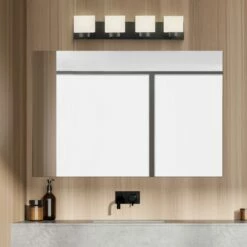 Dove Creek Vanity Light In Matte Black, 4-Light -US Home Sales Store dove creek 4 light bath matte black 8