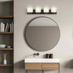 Dove Creek Vanity Light In Matte Black, 4-Light -US Home Sales Store dove creek 4 light bath matte black 9