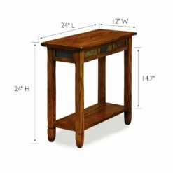Oak And Slate Tile End Table In Rustic Oak -US Home Sales Store end table oak slate 5