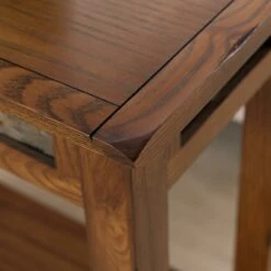 Oak And Slate Tile End Table In Rustic Oak -US Home Sales Store end table oak slate 7