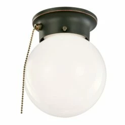 Globe Ceiling Light With Pull Chain In Oil Rubbed Bronze