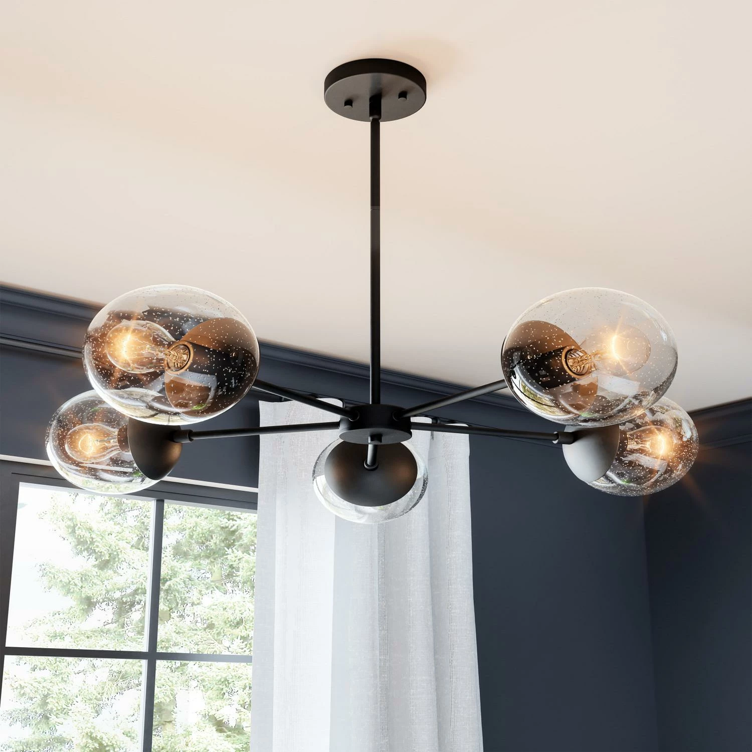 Gracelyn Chandelier In Matte Black, 5-Light 2 Gracelyn Chandelier In Matte Black, 5-Light - Image 2