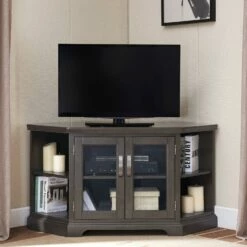Corner TV Stand With Bookcases In Riverstone, 46-Inch