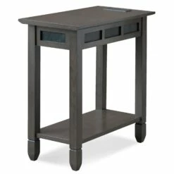 Side Table With AC/USB And USB-C Fast Charging In Smoke Gray And Black Slate