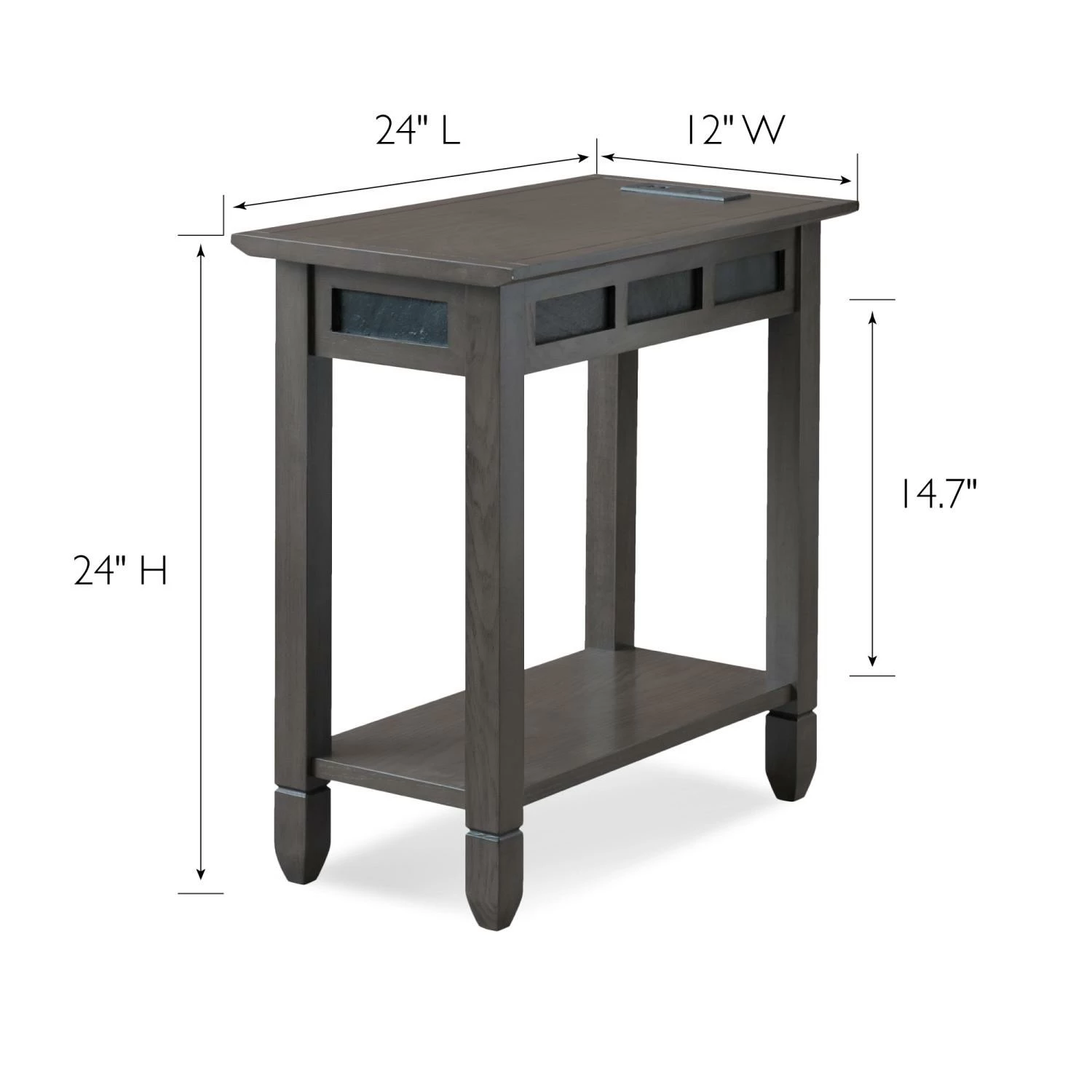 Side Table With AC/USB And USB-C Fast Charging In Smoke Gray And Black Slate 2 Side Table With AC/USB And USB-C Fast Charging In Smoke Gray And Black Slate - Image 2