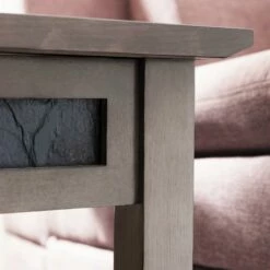 Side Table With AC/USB And USB-C Fast Charging In Smoke Gray And Black Slate 11 Side Table With AC/USB And USB-C Fast Charging In Smoke Gray And Black Slate -US Home Sales Store gray oak slate side table ac usb 6