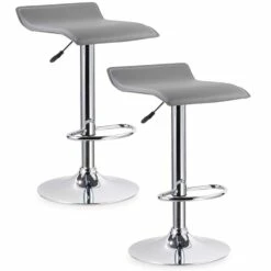 Gazebo Parts Direct Sales Store 53 Adjustable Swivel Stool In Gray With Chrome Base, Set Of 2