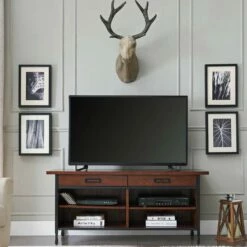 Ironcraft TV Stand In Mission Oak, 54-Inch -US Home Sales Store ironcraft metal wood tv stand 55 inch 3
