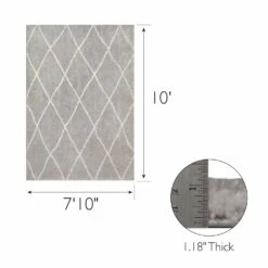 Keleya Area Rug With Soft Shag In Trellis Gray/White, 7-Foot-10-Inch By 10-Foot -US Home Sales Store keleya soft shag trellis gray white area rug 7 by 10 6