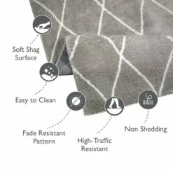 Keleya Area Rug With Soft Shag In Trellis Gray/White, 7-Foot-10-Inch By 10-Foot -US Home Sales Store keleya soft shag trellis gray white area rug 7 by 10 9