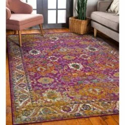 Laraline Area Rug In Faded Fuchsia, 5-Foot-3-Inch By 7-Foot-7-Inch