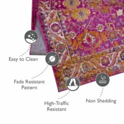 Laraline Area Rug In Faded Fuchsia, 5-Foot-3-Inch By 7-Foot-7-Inch -US Home Sales Store laraline vintage rug pink 5 foot 3 inch by 7 foot 7 inch 2