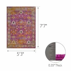 Laraline Area Rug In Faded Fuchsia, 5-Foot-3-Inch By 7-Foot-7-Inch -US Home Sales Store laraline vintage rug pink 5 foot 3 inch by 7 foot 7 inch 4