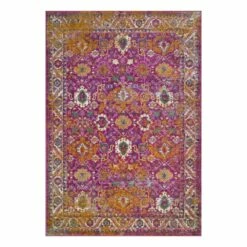Laraline Area Rug In Faded Fuchsia, 5-Foot-3-Inch By 7-Foot-7-Inch -US Home Sales Store laraline vintage rug pink 5 foot 3 inch by 7 foot 7 inch 5