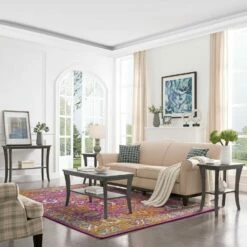 Laraline Area Rug In Faded Fuchsia, 5-Foot-3-Inch By 7-Foot-7-Inch -US Home Sales Store laraline vintage rug pink 5 foot 3 inch by 7 foot 7 inch 6