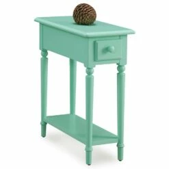 Coastal Narrow Side Table In Kiwi Green