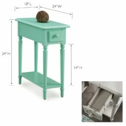 Coastal Narrow Side Table In Kiwi Green -US Home Sales Store leick home coastal narrow side table kiwi green 3