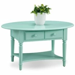 Coastal Oval Coffee Table In Kiwi Green
