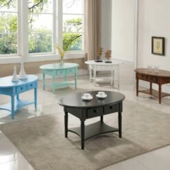 Coastal Oval Coffee Table In Kiwi Green -US Home Sales Store leick home coastal oval coffee table kiwi green 3