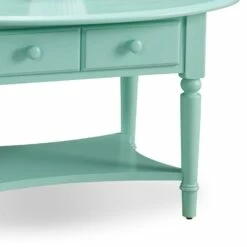 Coastal Oval Coffee Table In Kiwi Green -US Home Sales Store leick home coastal oval coffee table kiwi green 4