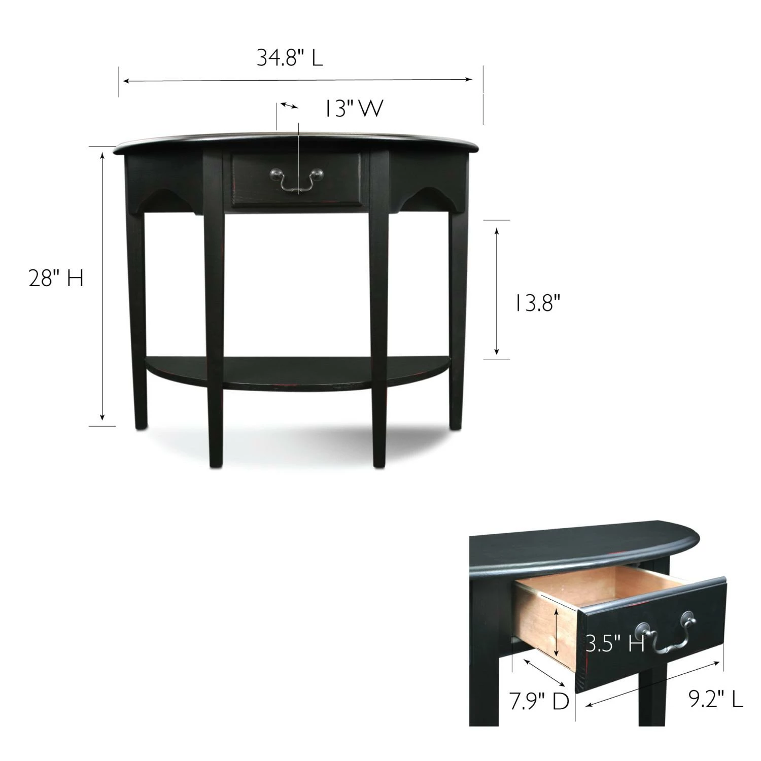 Demilune Console Table In Slate Black 2 Demilune Console Table In Slate Black - Image 2