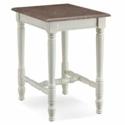 Narrow Side Table In Antiqued Ecru And Gray Washed Otter