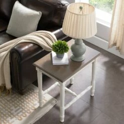Narrow Side Table In Antiqued Ecru And Gray Washed Otter 11 Narrow Side Table In Antiqued Ecru And Gray Washed Otter -US Home Sales Store leick home narrow side table antiqued ecru and gray washed otter 5