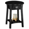 Mission Round Side Table In Slate Black
