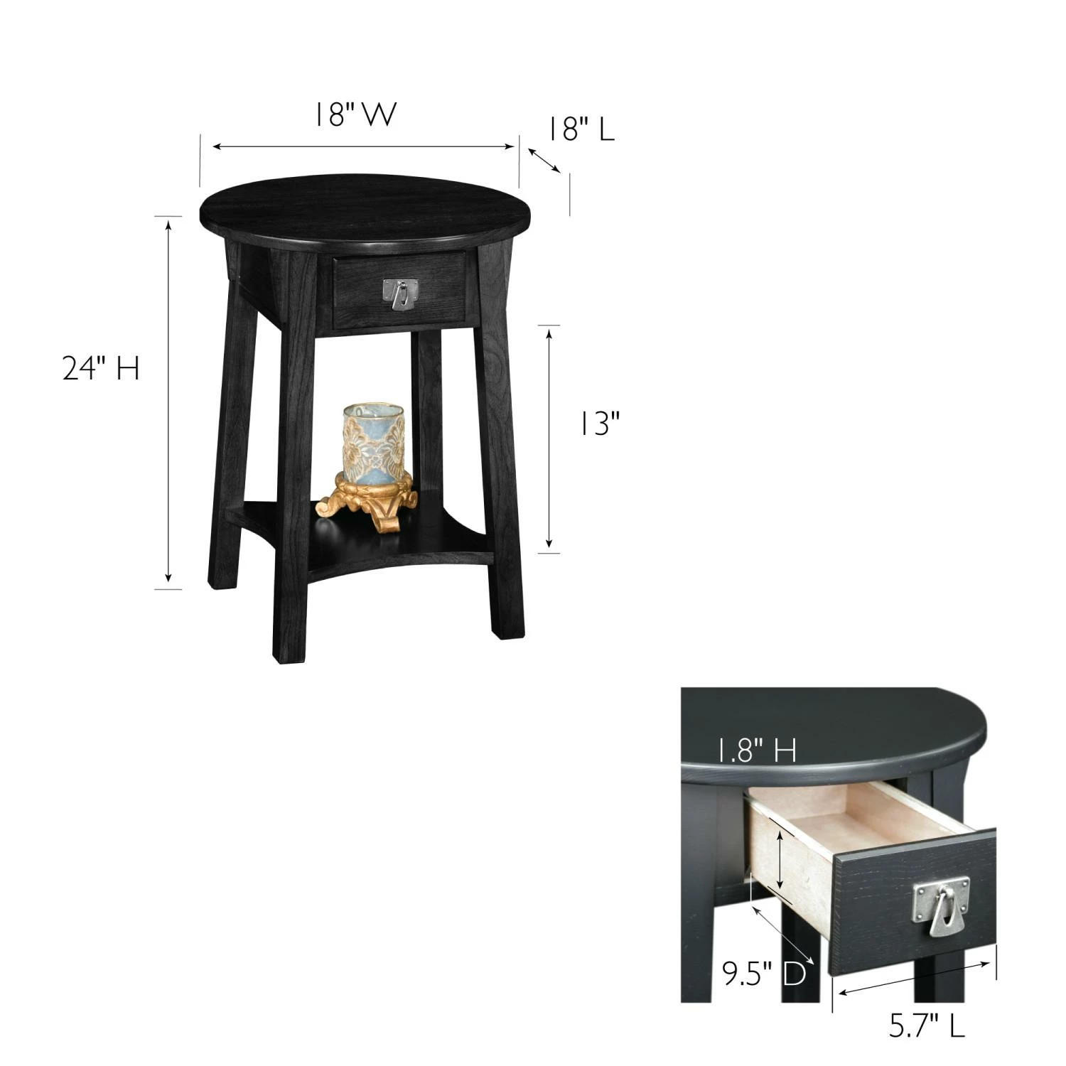 Mission Round Side Table In Slate Black 2 Mission Round Side Table In Slate Black - Image 2
