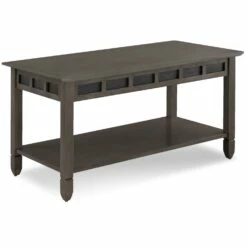Rustic Slate Coffee Table In Smoke Gray Oak And Black