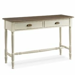 Sofa Table In Antiqued Ecru And Gray Washed Otter
