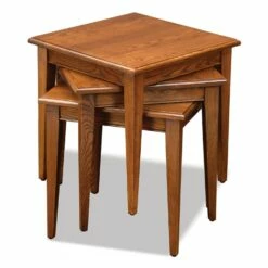 Square Stacking Table In Medium Oak, Set Of 3