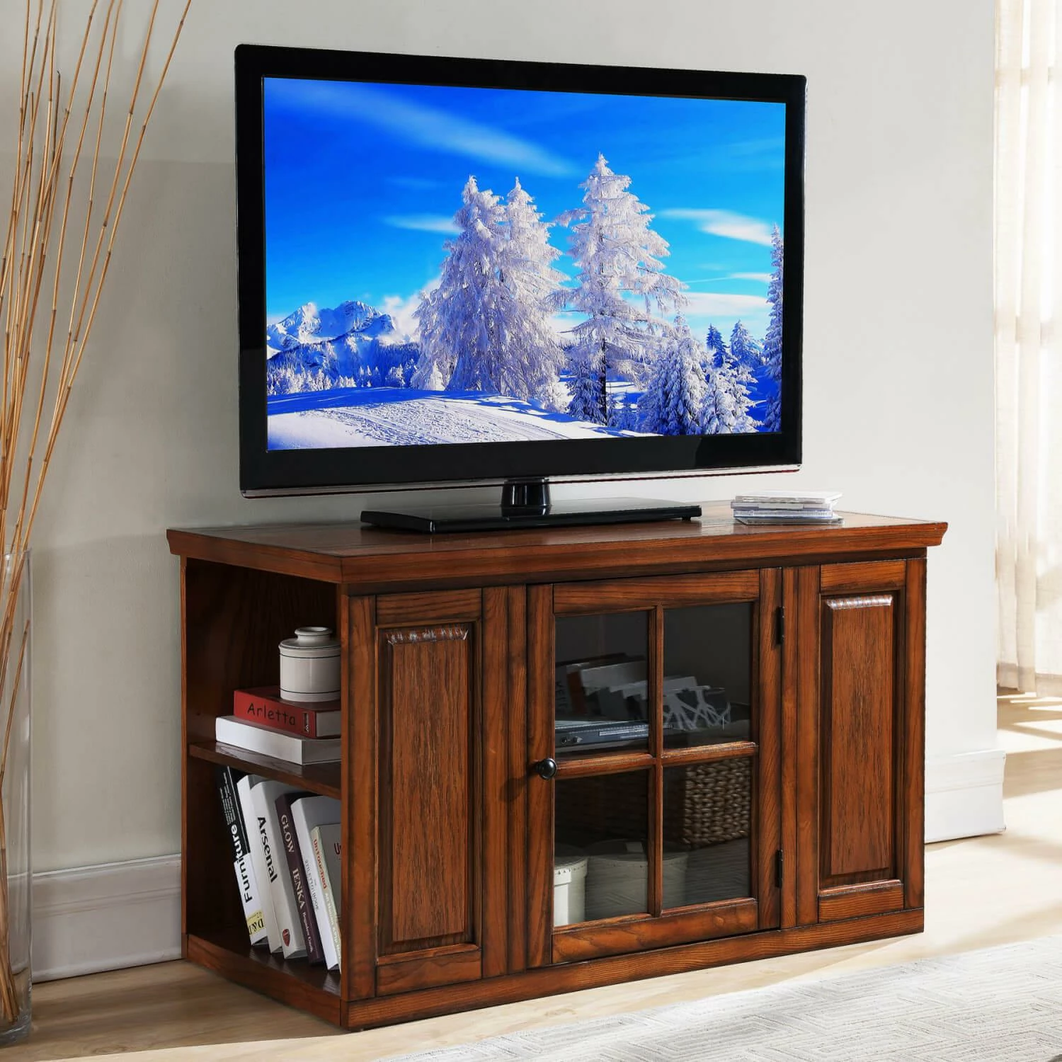 TV Stand For 55" TV In Burnished Oak 2 TV Stand For 55" TV In Burnished Oak - Image 2