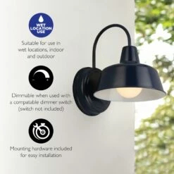 Mason Indoor/Outdoor Wall Light In Navy Blue 10 Mason Indoor/Outdoor Wall Light In Navy Blue -US Home Sales Store mason navy blue 1 light wall light 3