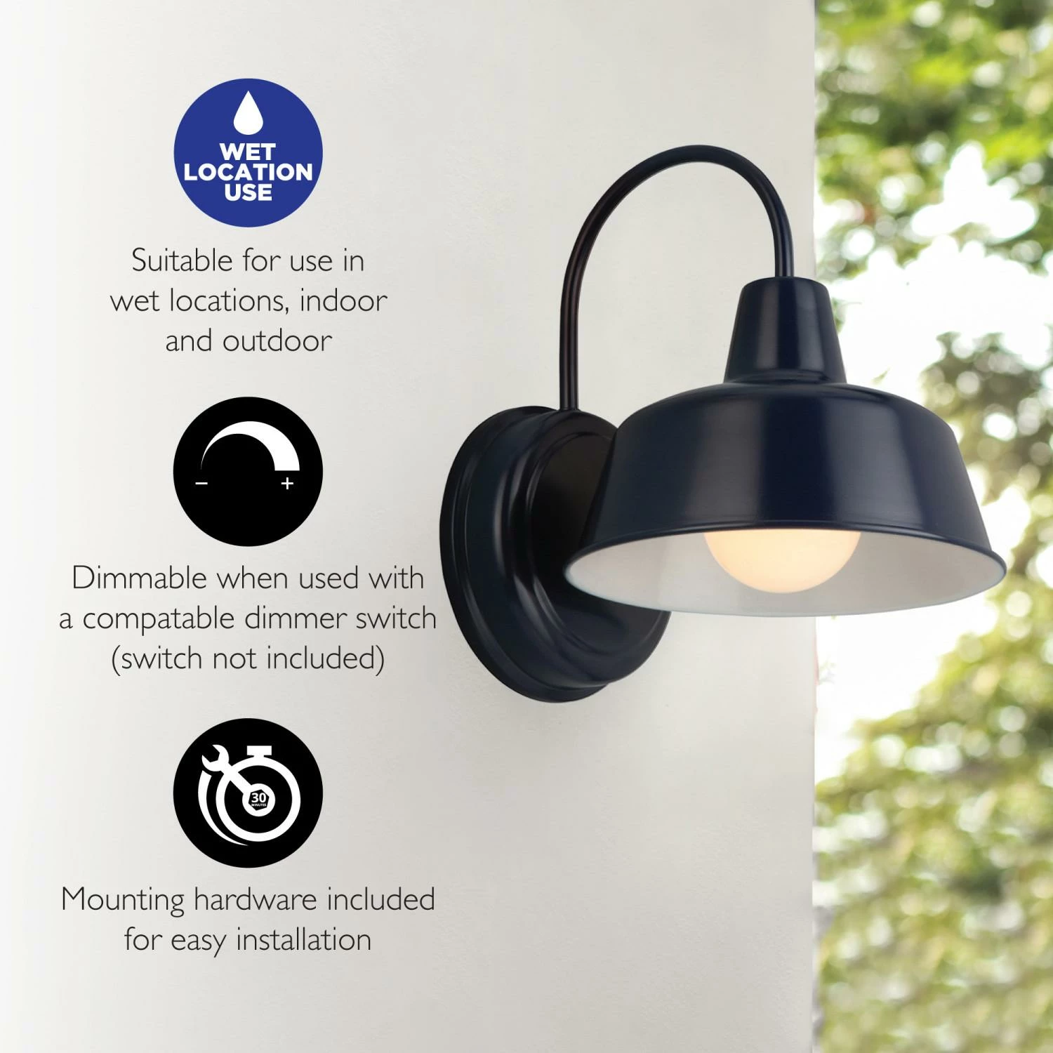 Mason Indoor/Outdoor Wall Light In Navy Blue 3 Mason Indoor/Outdoor Wall Light In Navy Blue - Image 3