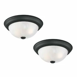 Traditional Ceiling Light In Matte Black, 2-Light, 2-Pack