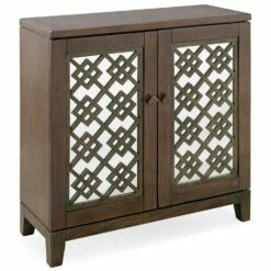 Mirrored Diamond Filigree Entryway Table In Walnut