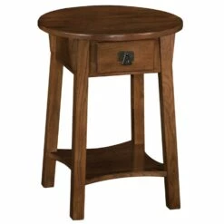 Mission Round Side Table In Russet