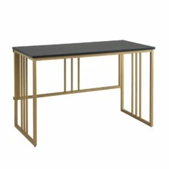 Mission Computer Desk In Black And Gold