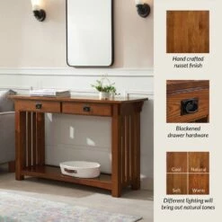 Mission Impeccable Console Table In Medium Oak -US Home Sales Store mission console sofa table oak 3