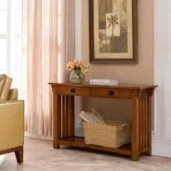 Mission Impeccable Console Table In Medium Oak -US Home Sales Store mission console sofa table oak 9