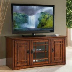 Mission TV Stand With Storage In Mission Oak, 50-Inch -US Home Sales Store mission tv stand storage oak 2