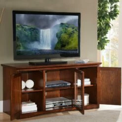 Mission TV Stand With Storage In Mission Oak, 50-Inch -US Home Sales Store mission tv stand storage oak 3