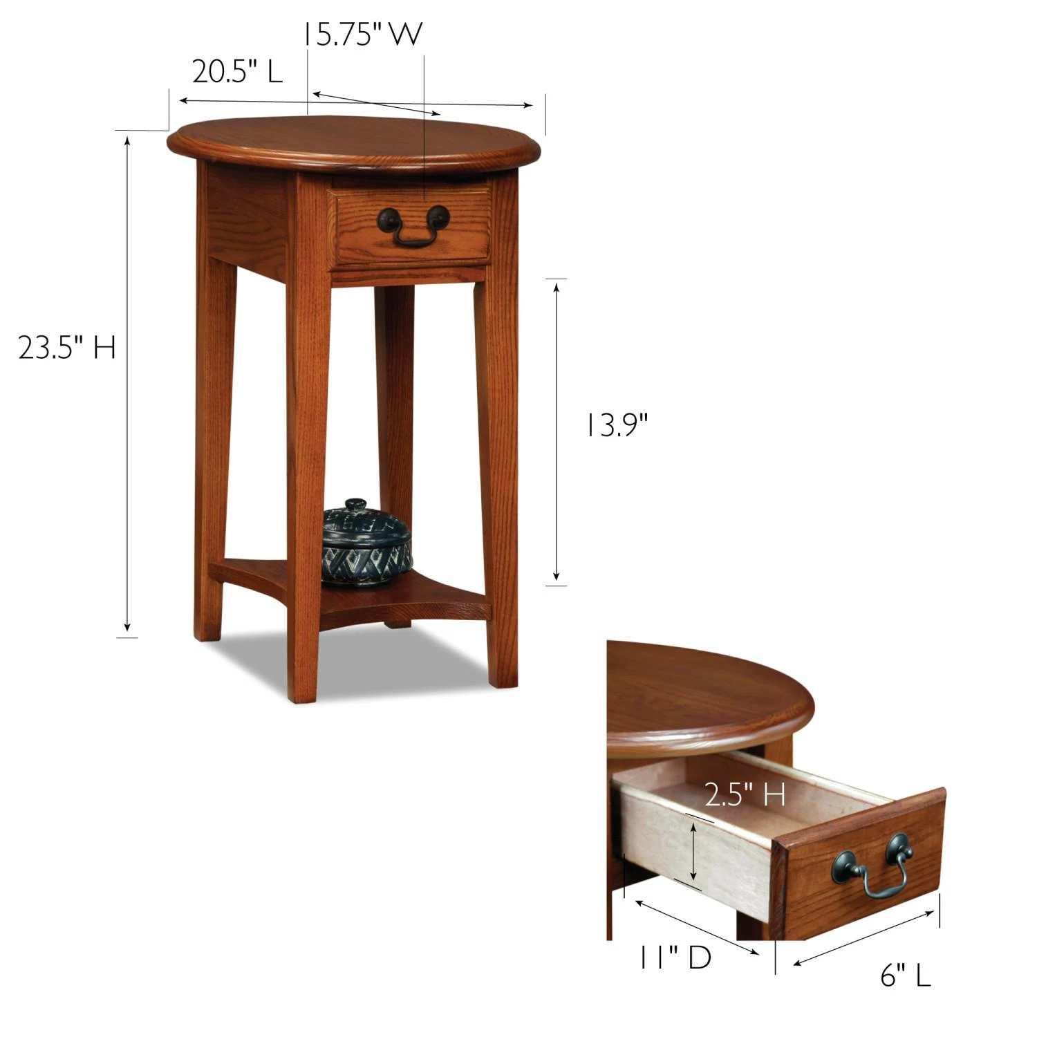 Oval Side Table In Medium Oak 2 Oval Side Table In Medium Oak - Image 2